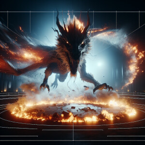 a ulta-realistic portrait of a jumping dragon, lunging towards t...