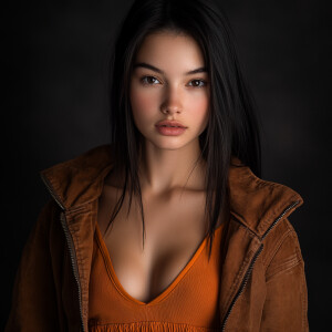 Capture the elegance of a fair-skinned, petite, slim woman with...