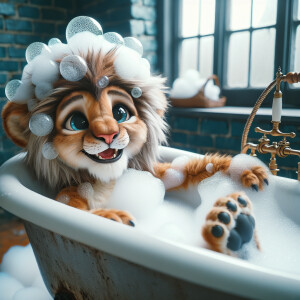Character design A cute small Boy-Lion Hybrid smiling taking A...