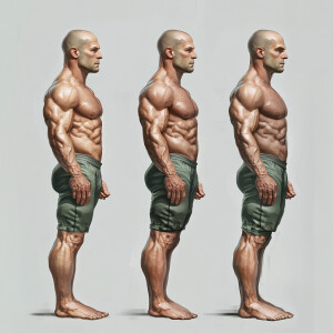 Create an image depicting the aging progression of a 25-year-old...