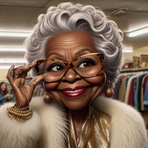 caricature with exaggerated facial features, an old african
ame...