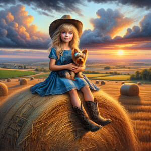 photorealistic oil brushed oil painting of a beautiful little co...