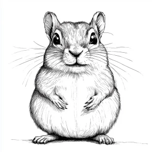 A cute chipmunk facing forward with expressive eyes, full body,...