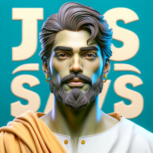 "Create a 3D realistic artwork featuring the phrase 'Jesus Saves...