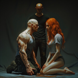 A photorealistic high resolution image. Light ginger haired fema...