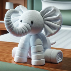 Generate an image of a simple elephant sculpture crafted from wh...