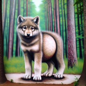 heavily pregnant wolf pup that is very furry