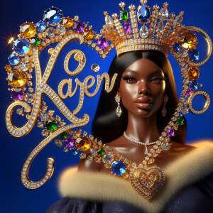VCraft a 3-D image showcasing the name 'KAREN' in a luxurious go...