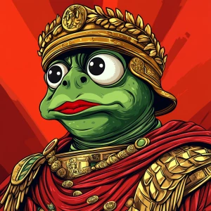 Pepe with  pumped-up lips of a bright red color in carton style...