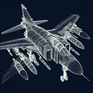 Show me a wire frame of an f-4 phantom jet