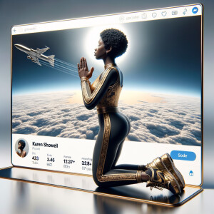 Create a 3D illustration of a realistic light skinned African-Am...