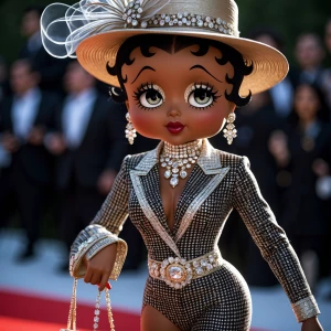 Design an image of Betty Boop reenvisioned with a dark chocolate...