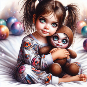 A watercolor airbrush oil painting of a caucasian American toddl...