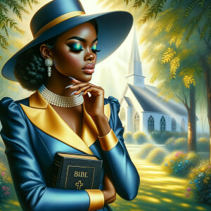 An airbrush oil painting depicts an African American woman with...