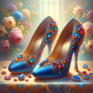 Imagine a pair of enchanting shoes, each a mirror image of the o...