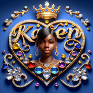 VCraft a 3-D image showcasing the name 'KAREN' in a luxurious go...