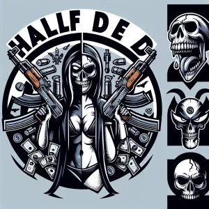 Design a bold circular and edgy logo with and the name ('HALF DE...