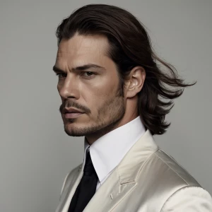 Handsome man in his mid 30s tussled brown hair wearing the lates...