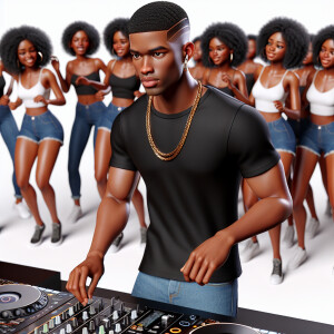3D image of a Handsome LIGHT SKIN African American young DJ. He...