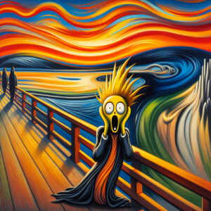 Bart Simpsons set against a classical impressionist landscape, s...