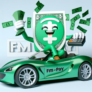 An anthropomorphic dollar bill character dressed in a green suit...