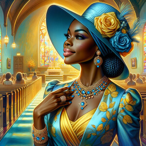 A spiritually enriching illustration portrays an African America...
