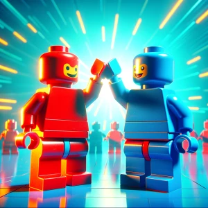 Lego pieces high fiving