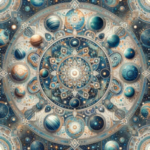 All over print fabric print design , celestial mystique, serene...