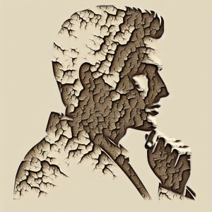 Please create an abstract craquelure-style portrait. The subject...