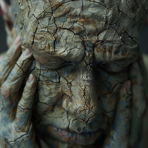 A person with dry, wrinkly skin is depicted in super high resolu...