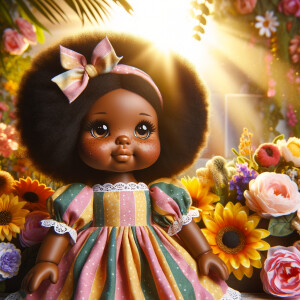 African-American cabbage patch doll with huge dimples, and freck...