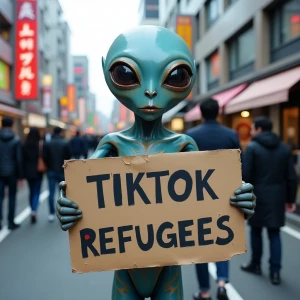 "In the midst of an  street in Japan, an extraterrestrial being...