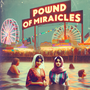 Create a grainy faded color film photograph from 1971 of two gor...