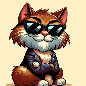 A cartoon of a male cat with sunglasses