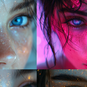 portrait | wide angle shot of eyes off to one side of frame, luc...