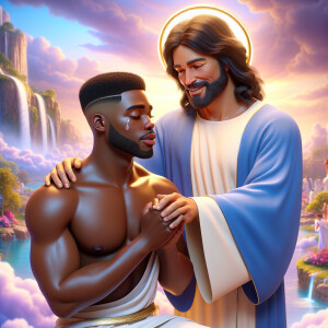 Create a 3D realistic artwork featuring the phrase 'Jesus Saves'...