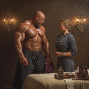 Hyperrealistic digital painting of a muscular Russian man in his...