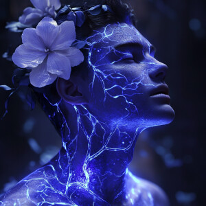 handsome man with flower in her hair, trends in cg community, di...