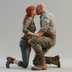 A photorealistic high resolution image. Light ginger haired fema...
