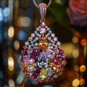Design a breathtakingly beautiful pendant adorned with an array...
