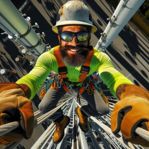 man climbing a 150 foot cell phone tower, Photoshoot, DSLR, Top-...