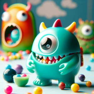 A cute plastic toy monster. The essence of imagination.