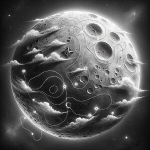 Lunar treasure map, a map of the moon with hidden treasures , do...