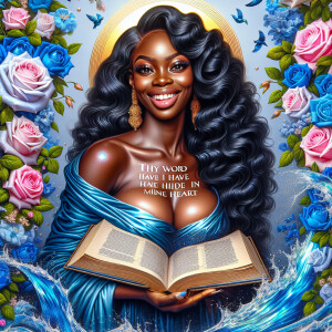 Create an image of an ultra-light-skinned African-American woman...
