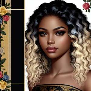 Create a vertical 3-D portrait of a light-skinned African-Americ...