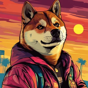 MEME DOGE in GTA art style — — in the style of a Grand Theft Au...