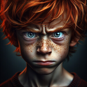 Egxrated  menacing look on chuckie's face, ultra-detailed, ultra...