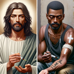 Can you help me create a African-American Jesus with medium with...
