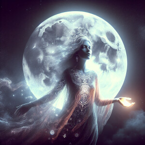 In the eerie glow of the moon, a spectral figure emerges from th...