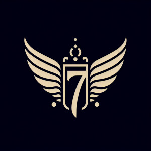 Arabic number 7 - "٧"
With wings on both sides
Luxurious